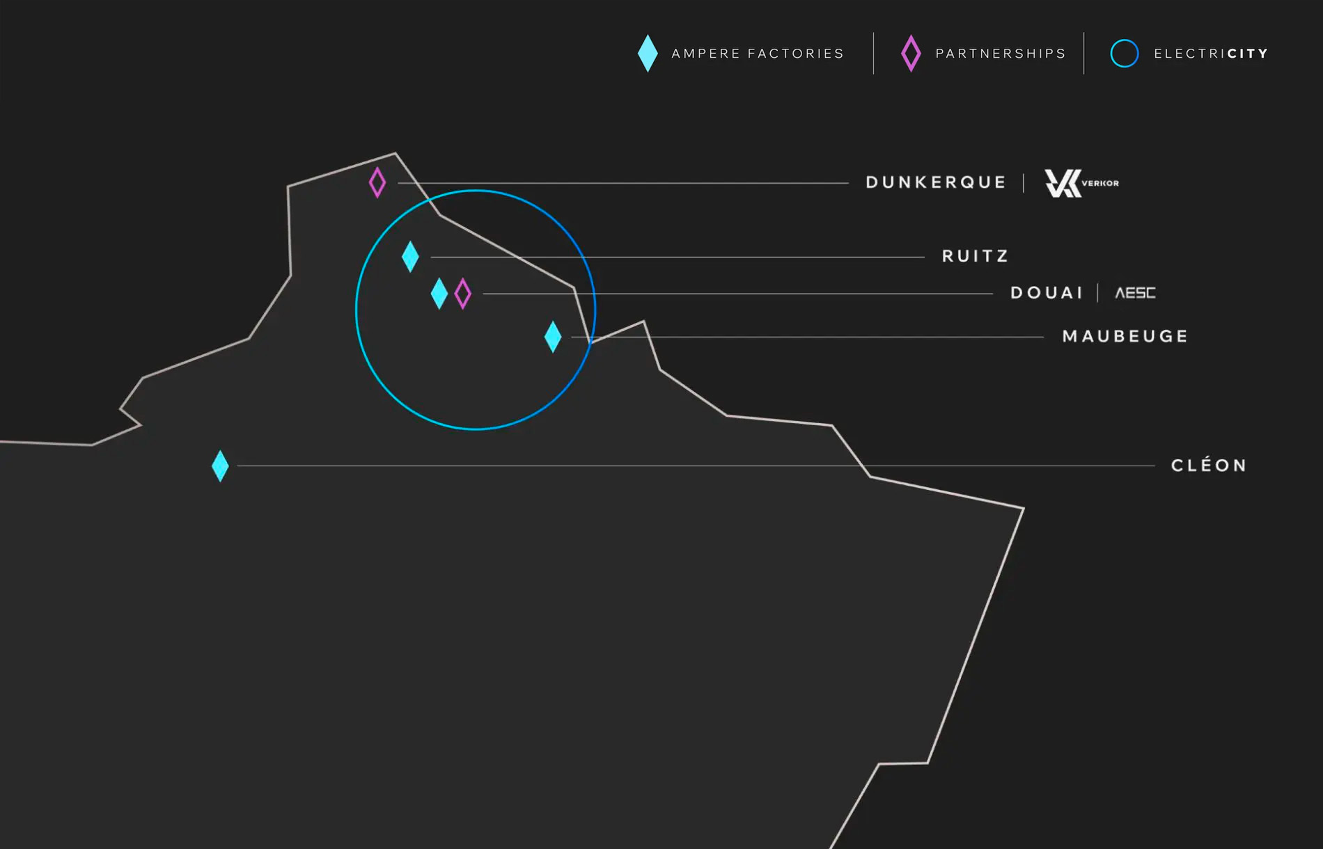 Carte d'implantation Ampere